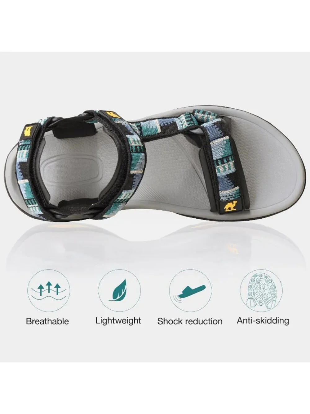 Men's Green Arch Support Open Toe Outdoor Waterproof Hiking Sport Sandal Shoes